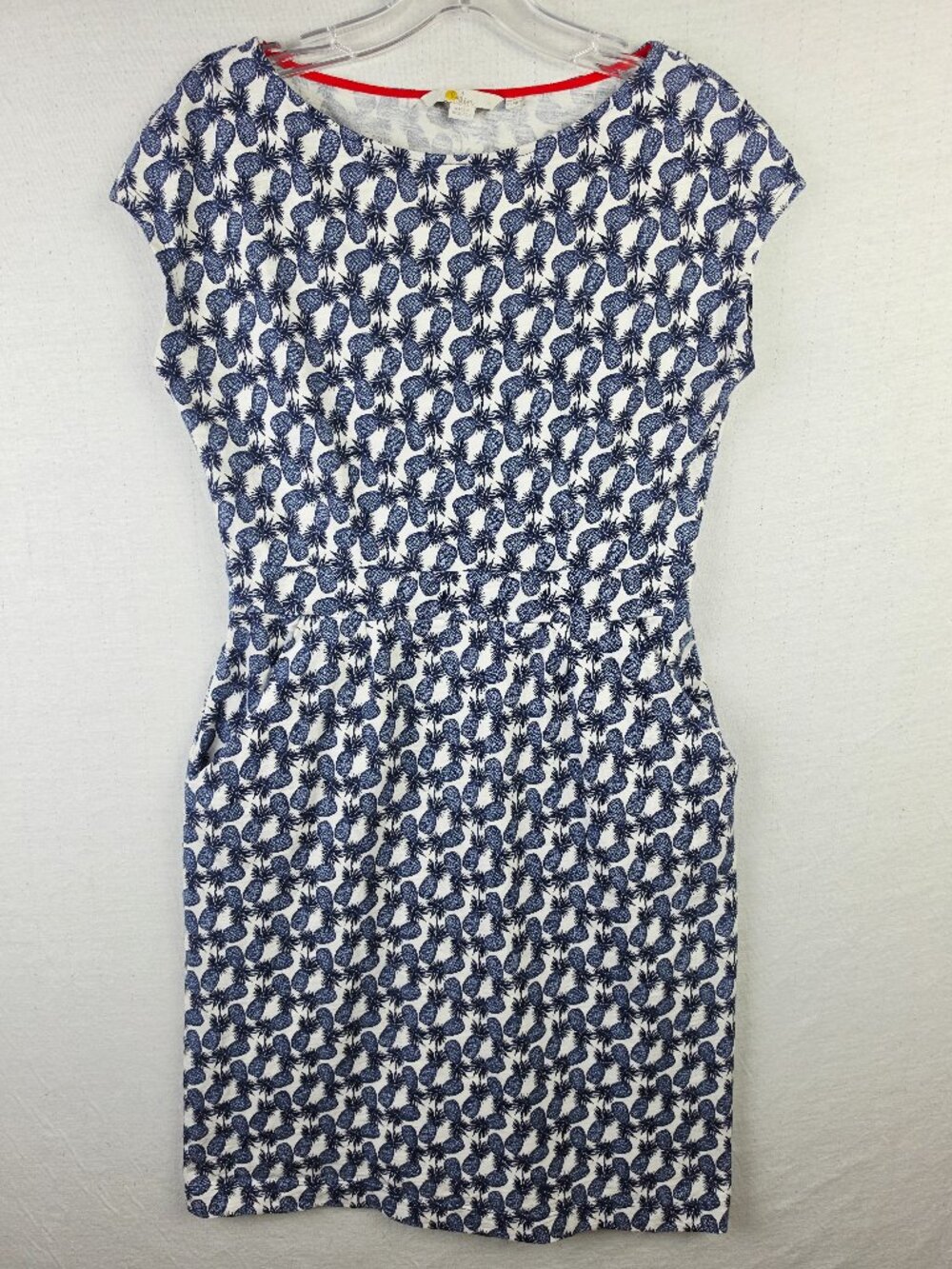 BODEN Florrie Jersey Dress Pineapple Print Cotton size 8R Resortwear Boho Preppy - Picture 2 of 12
